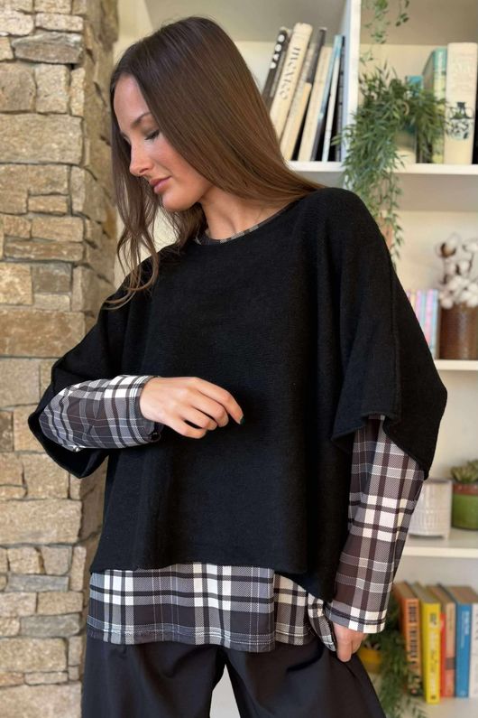 Bobby Mesh Layering Top Tartan 2 Black 